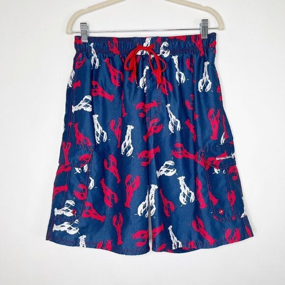Beverly Hills Polo Club Swim Trunks Mens Size Medium Lined Lobster Print - Picture 2 of 8
